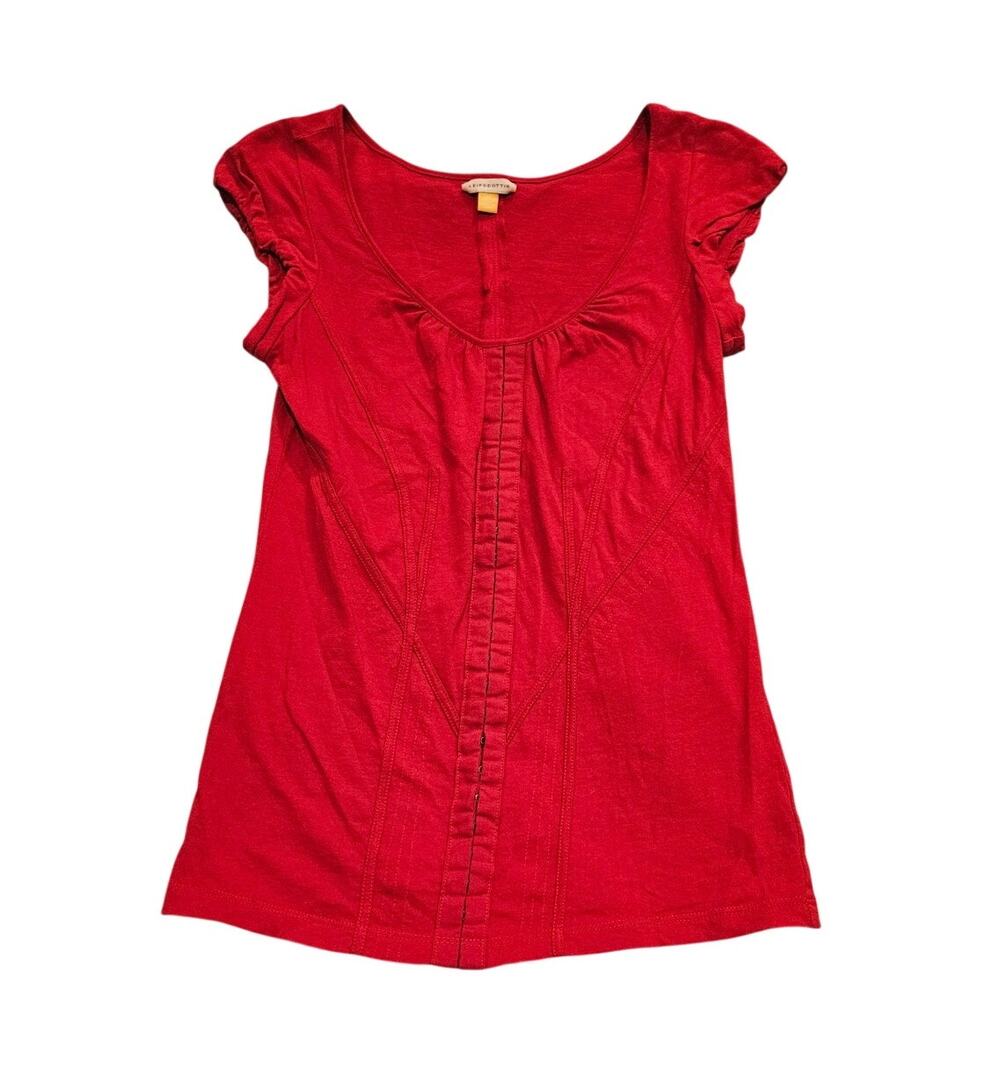 Leifsdottir Anthropologie Red Corset Style Top XS Fitted Cotton
